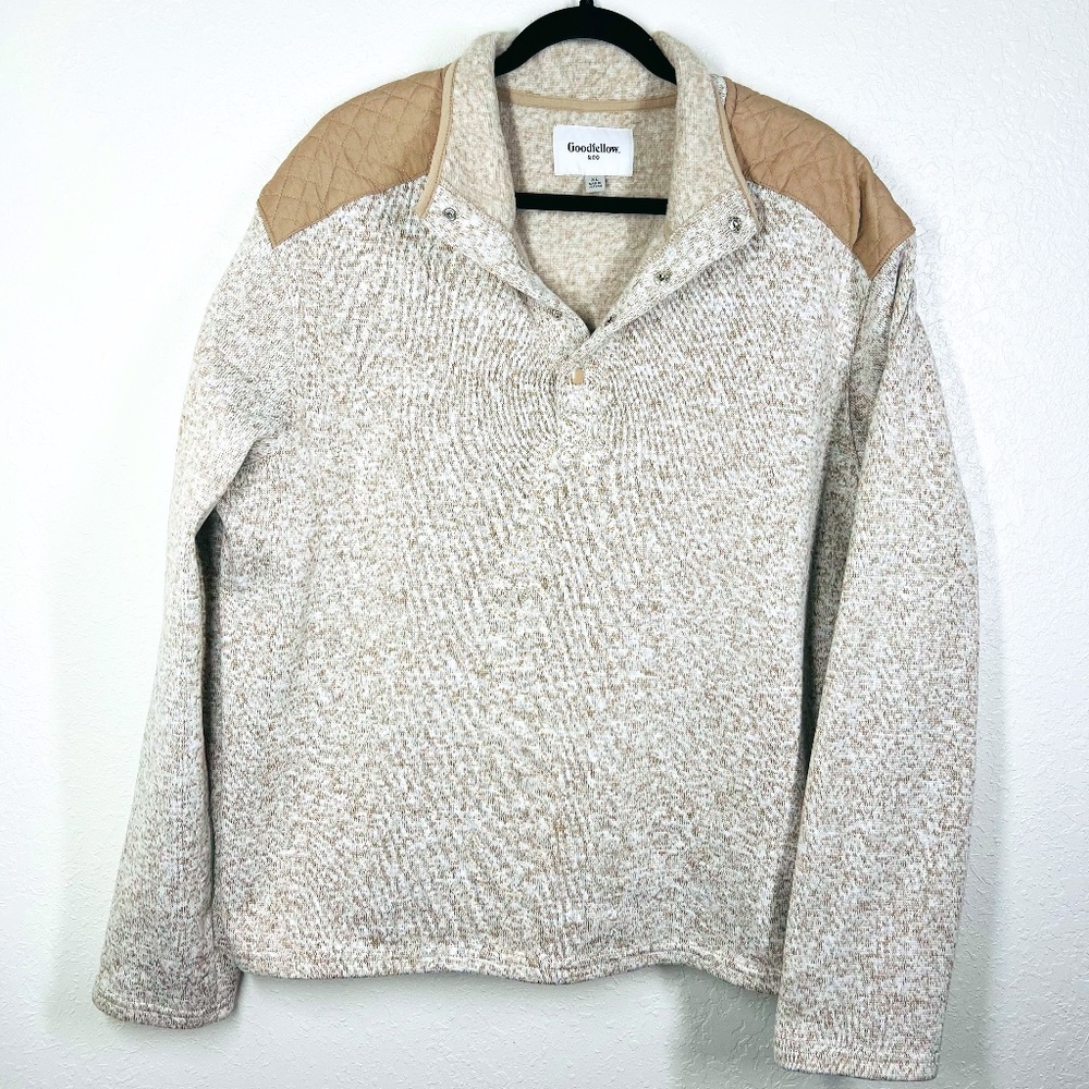 Goodfellow & Co Heather woven fleece lined pullover with quilted shoulders, XL